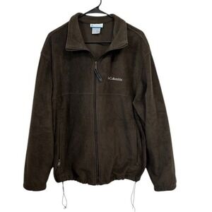 Columbia Mens Fleece Jacket Full‎ Zip Brown Collared Outdoor Coat Size XL